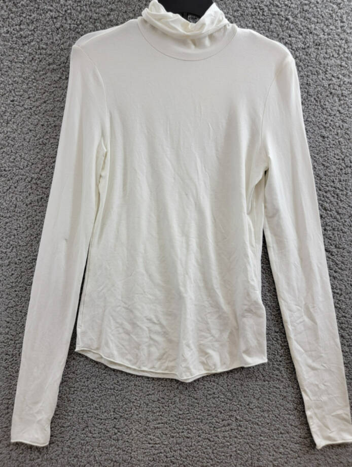 Majestic Filatures Long Sleeve Turtleneck Top Women's 1 Blanc Solid Pullover