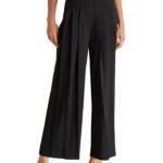 Steve Madden Angelica Pleated Wide-Leg Pants Women's S Black Zip Snap Closure