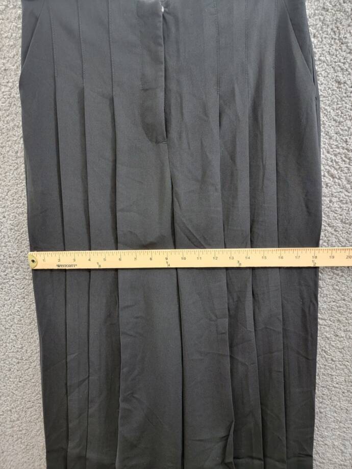 Steve Madden Angelica Pleated Wide-Leg Pants Women's S Black Zip Snap Closure