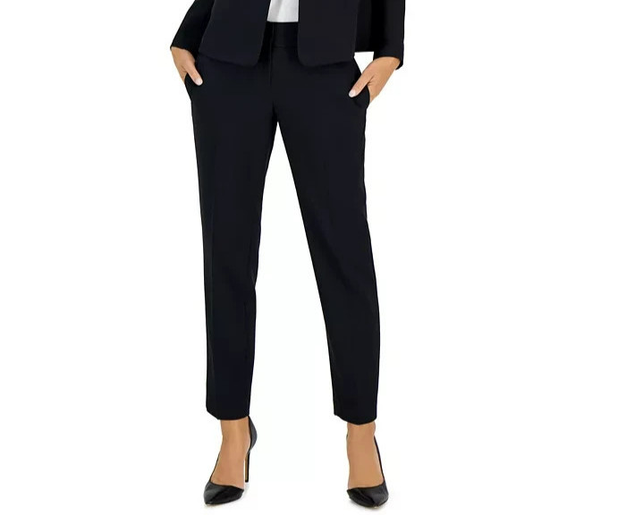Le Suit Petite Slim Leg Crepe Pants Women's 2P Black Zip Hook & Bar Closure