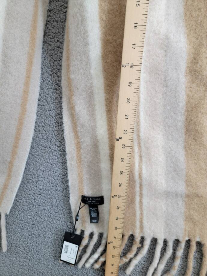 rag & bone Siobhan Scarf Women's One Size Camel Multi Wool Blend Fringe Hem