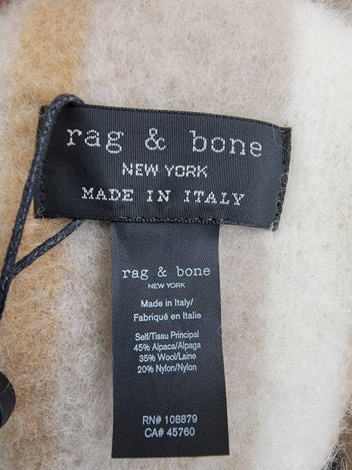 rag & bone Siobhan Scarf Women's One Size Camel Multi Wool Blend Fringe Hem