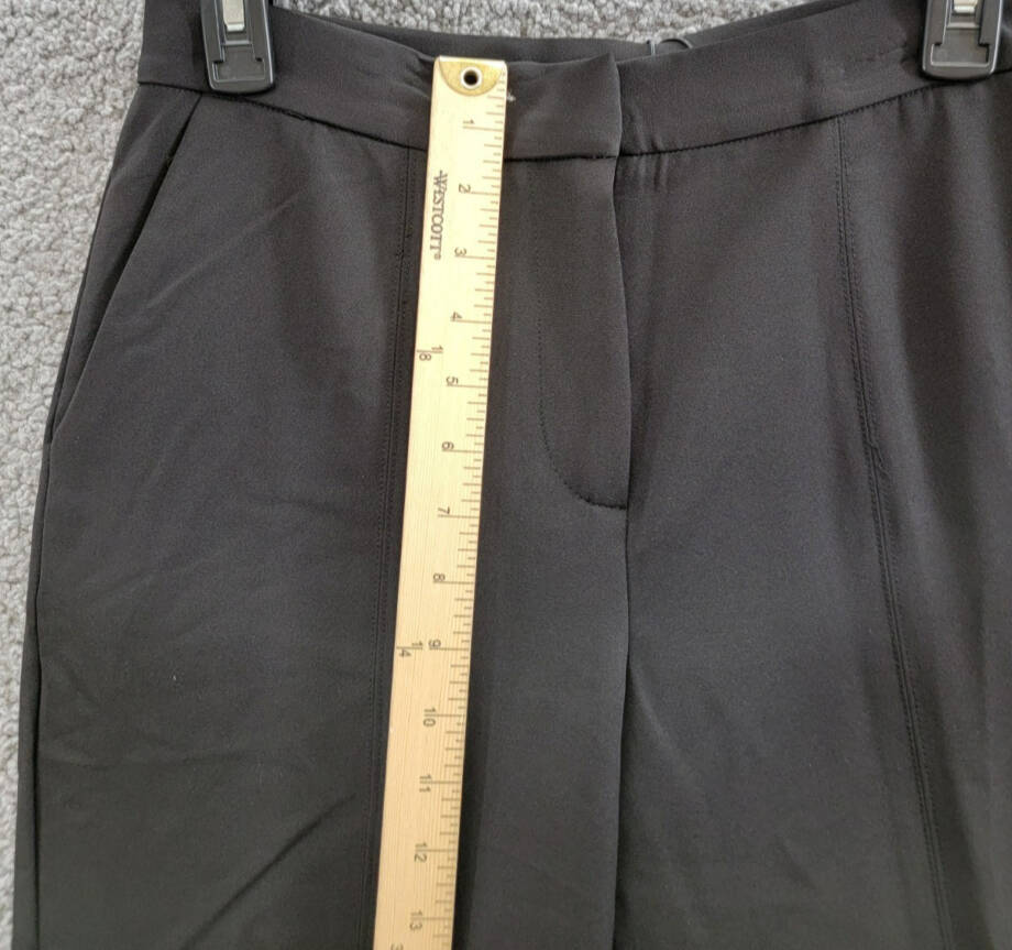 T Tahari Split-Hem Wide-Leg Pants Women's 4 Black Solid Zip Hook & Bar Closure