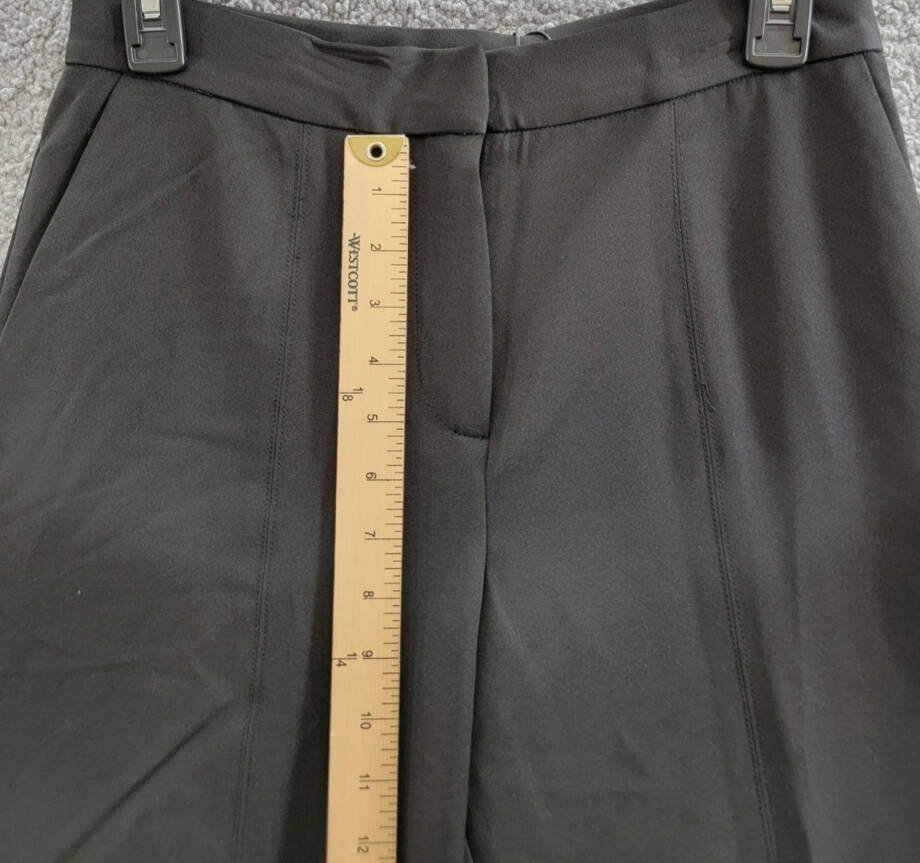 T Tahari Split-Hem Wide-Leg Pants Women's 4 Black Solid Zip Hook & Bar Closure