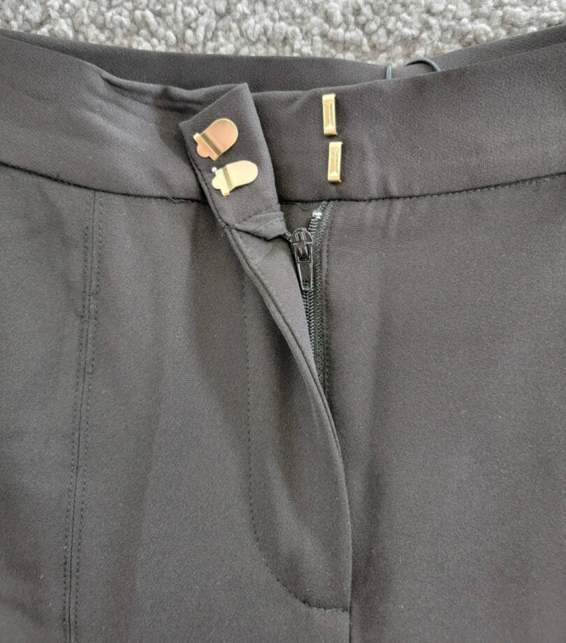 T Tahari Split-Hem Wide-Leg Pants Women's 4 Black Solid Zip Hook & Bar Closure