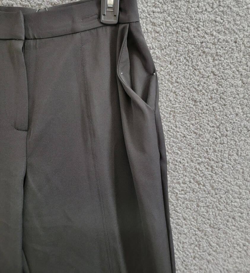 T Tahari Split-Hem Wide-Leg Pants Women's 4 Black Solid Zip Hook & Bar Closure
