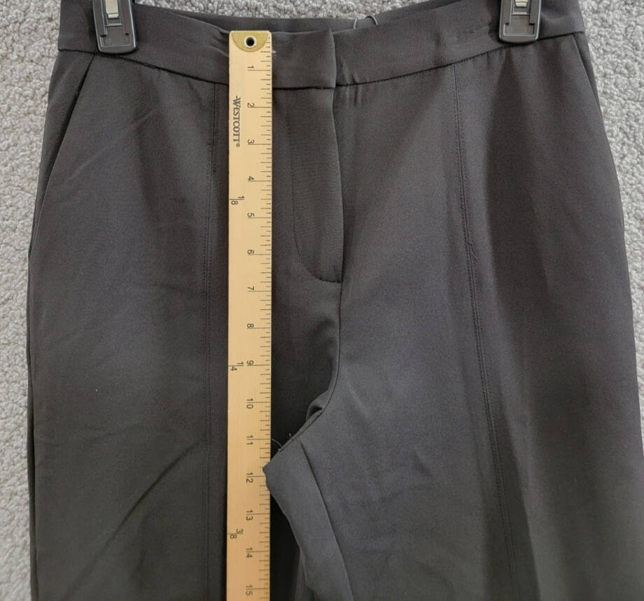 T Tahari Split-Hem Wide-Leg Pants Women's 4 Black Solid Zip Hook & Bar Closure