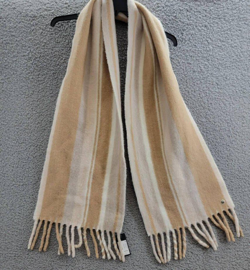 rag & bone Siobhan Scarf Women's One Size Camel Multi Wool Blend Fringe Hem