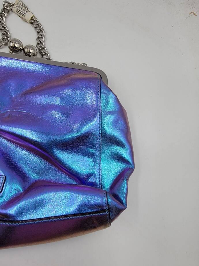 Circus by Sam Edelman Metallic Clutch Bag Women's Blue/Purple Chain Strap