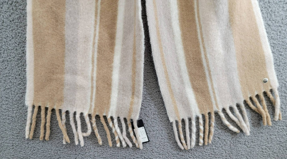 rag & bone Siobhan Scarf Women's One Size Camel Multi Wool Blend Fringe Hem