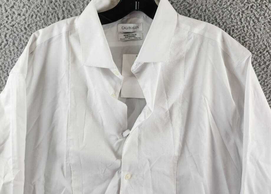 Calvin Klein Infinite Color Regular Fit Dress Shirt Men's 17-17.5 32/33 White