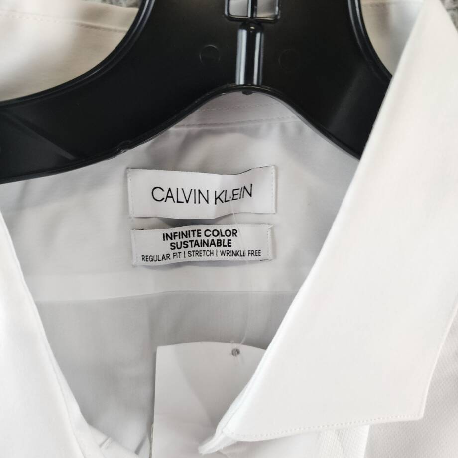 Calvin Klein Infinite Color Regular Fit Dress Shirt Men's 17-17.5 32/33 White