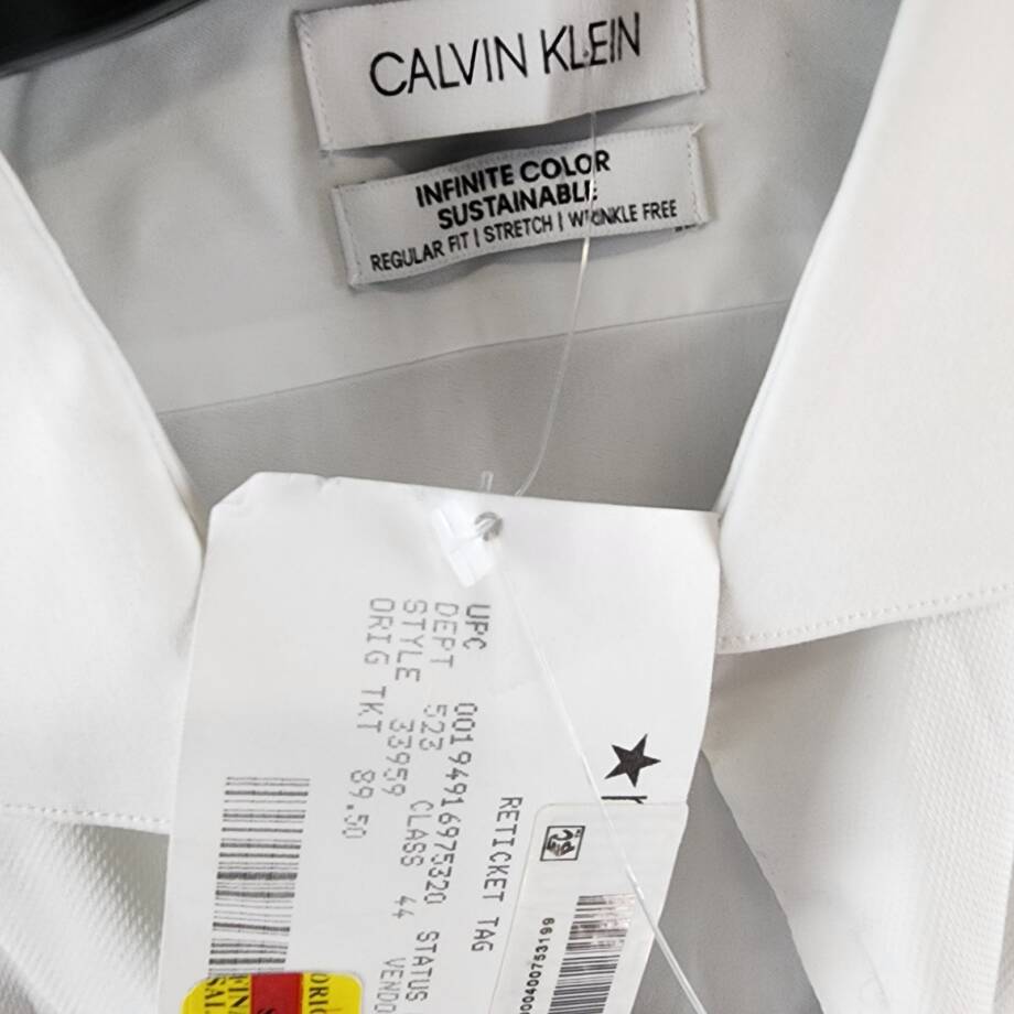 Calvin Klein Infinite Color Regular Fit Dress Shirt Men's 17-17.5 32/33 White