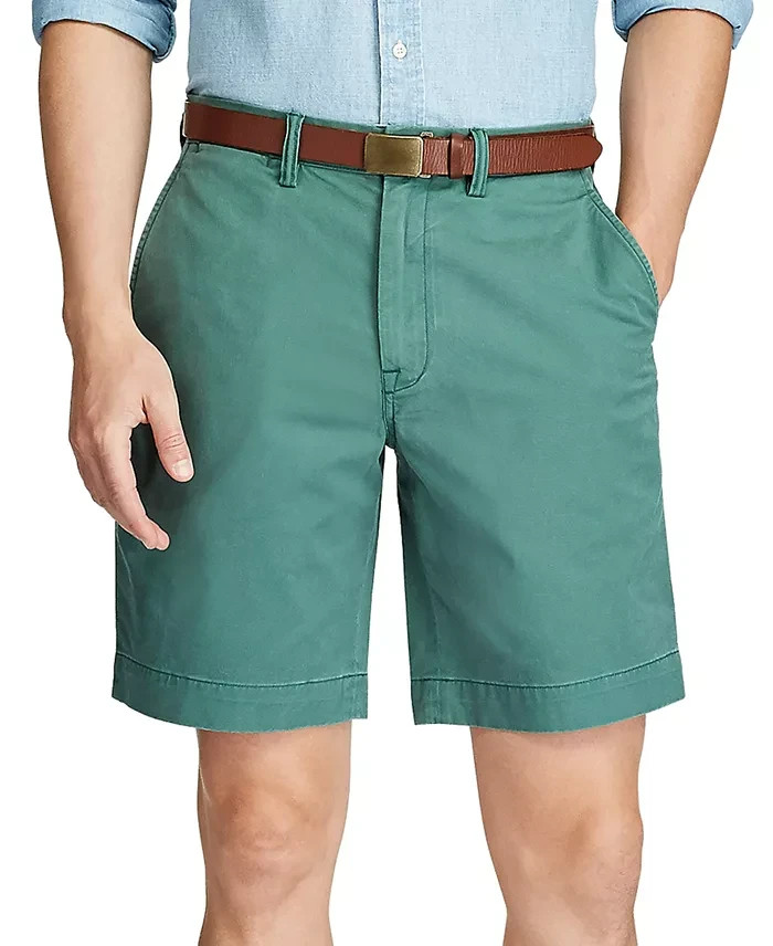 Polo Ralph Lauren Stretch Classic-Fit Chino Shorts Mens 42 Sage Green Button Zip