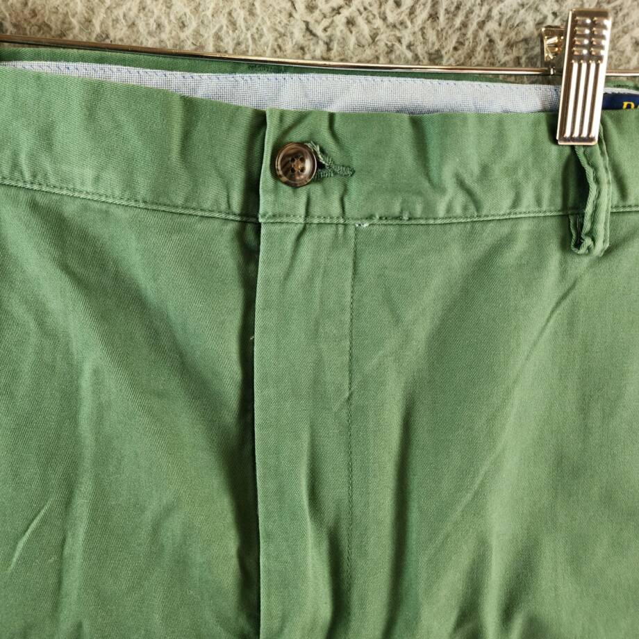 Polo Ralph Lauren Stretch Classic-Fit Chino Shorts Mens 42 Sage Green Button Zip