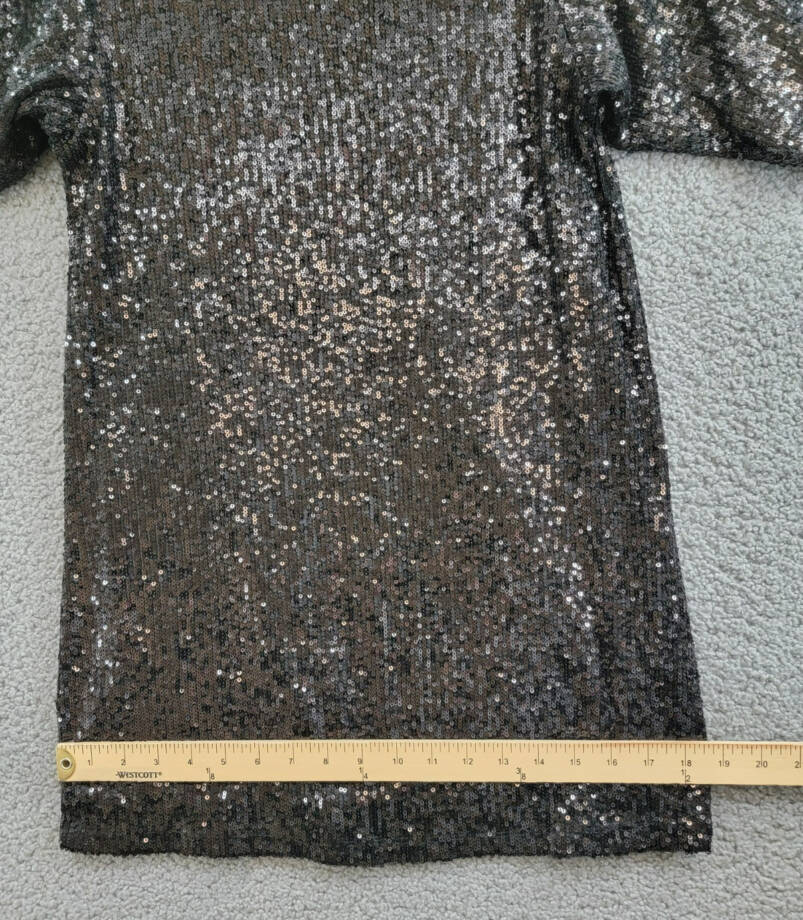 Steve Madden Ginger Sequined Mini Shift Dress Women's 2 Black Boat Neck Pullover