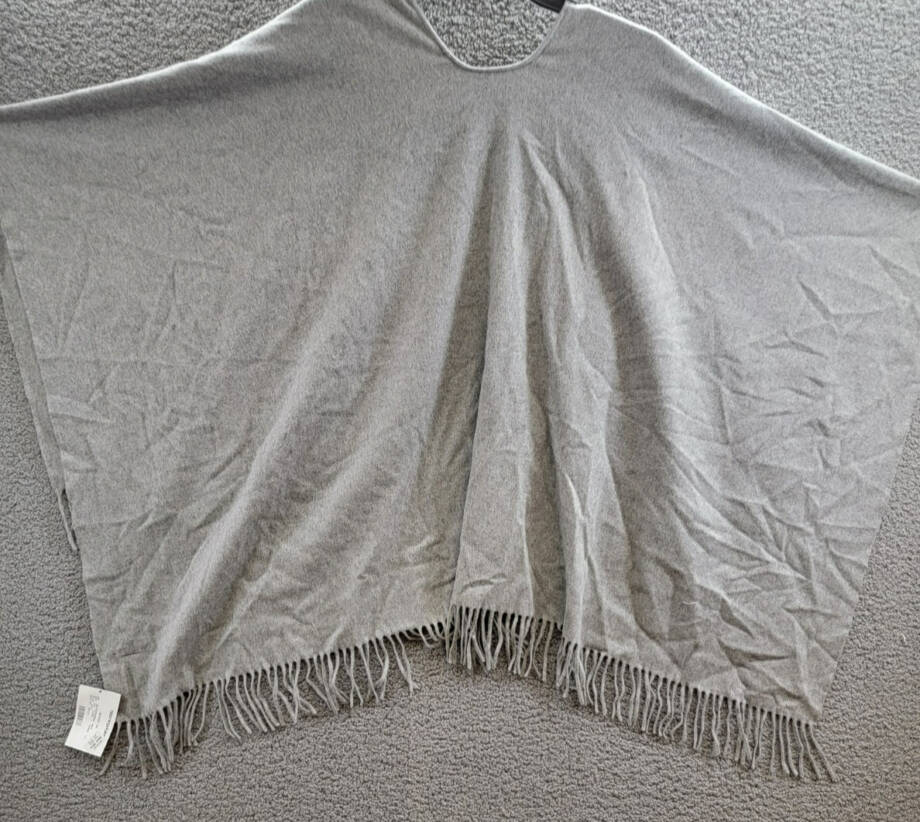 rag & bone Fringe-Trim Cashmere Poncho Women's One Size Gray Heather Open Front