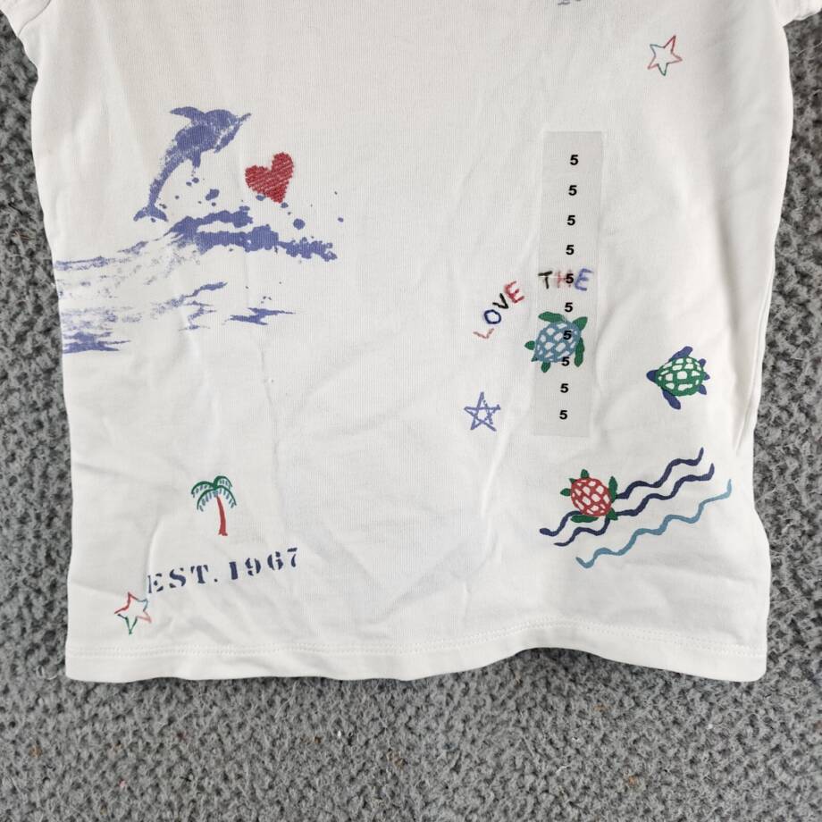 Polo Ralph Lauren Cotton Jersey Graphic T-shirt Girls 5 White Crewneck Pullover