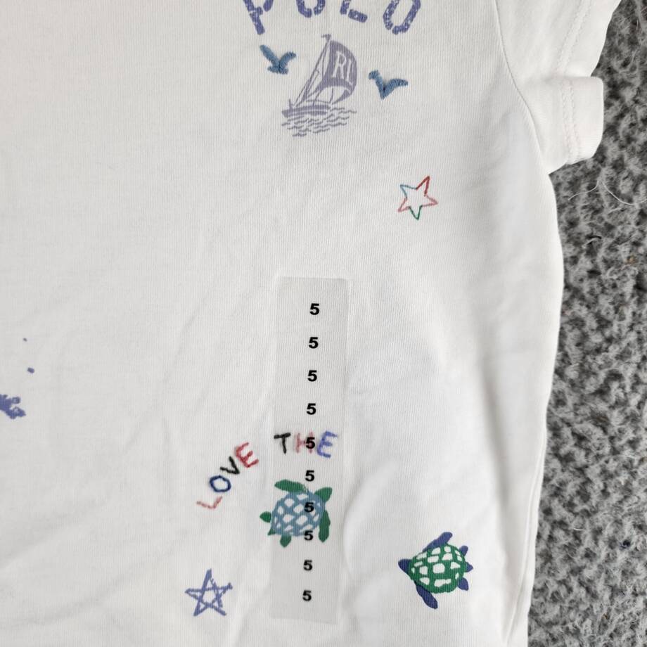 Polo Ralph Lauren Cotton Jersey Graphic T-shirt Girls 5 White Crewneck Pullover