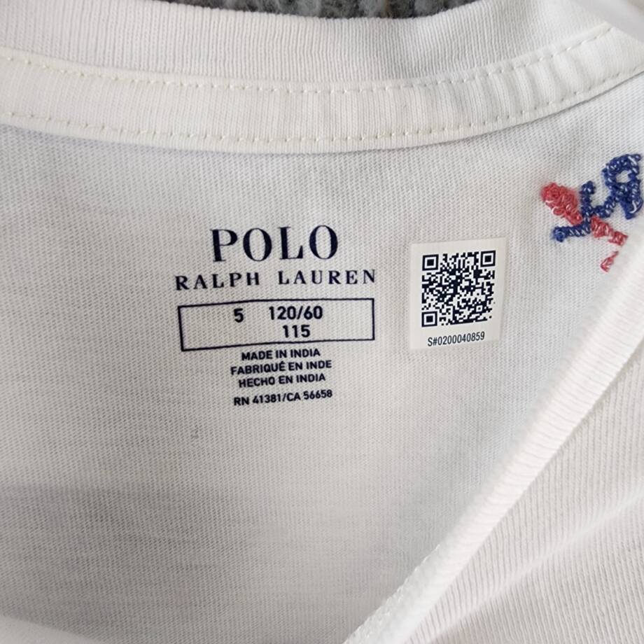 Polo Ralph Lauren Cotton Jersey Graphic T-shirt Girls 5 White Crewneck Pullover