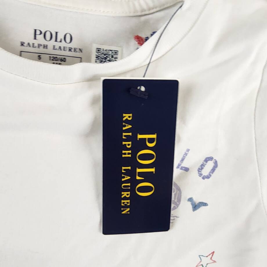 Polo Ralph Lauren Cotton Jersey Graphic T-shirt Girls 5 White Crewneck Pullover