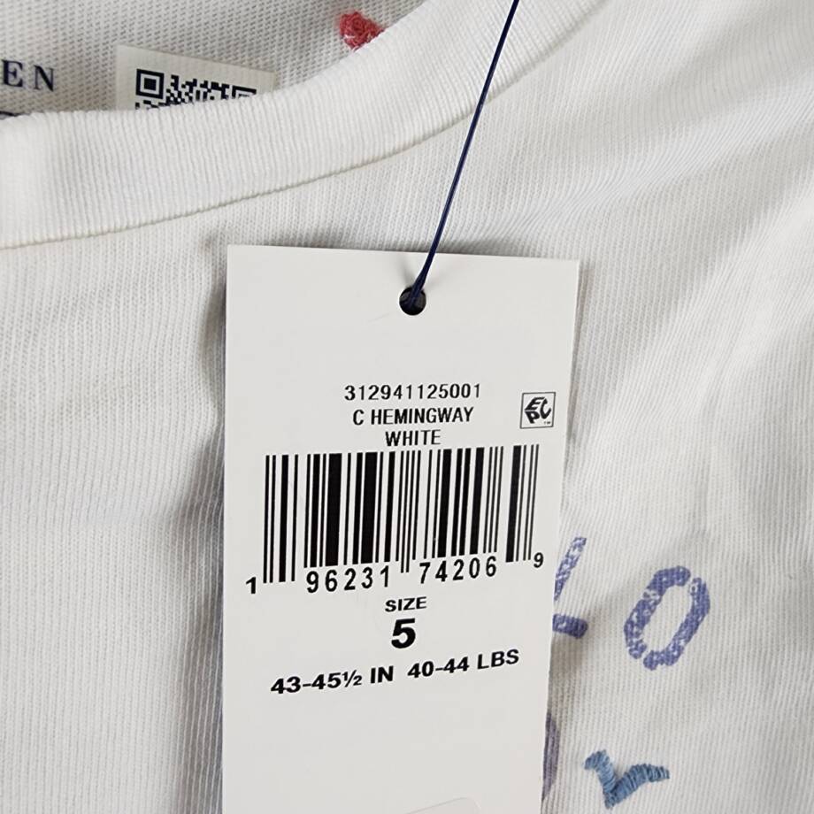 Polo Ralph Lauren Cotton Jersey Graphic T-shirt Girls 5 White Crewneck Pullover