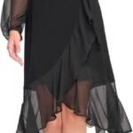 Tommy Hilfiger Jersey Stretch Chiffon Long Sleeve Dress Women's 8 Black Back Zip