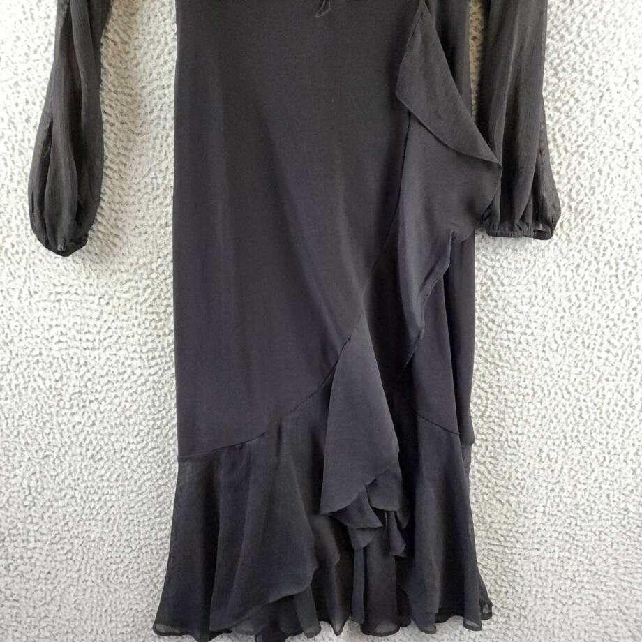 Tommy Hilfiger Jersey Stretch Chiffon Long Sleeve Dress Women's 8 Black Back Zip