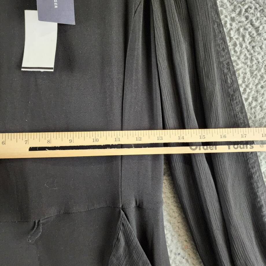 Tommy Hilfiger Jersey Stretch Chiffon Long Sleeve Dress Women's 8 Black Back Zip