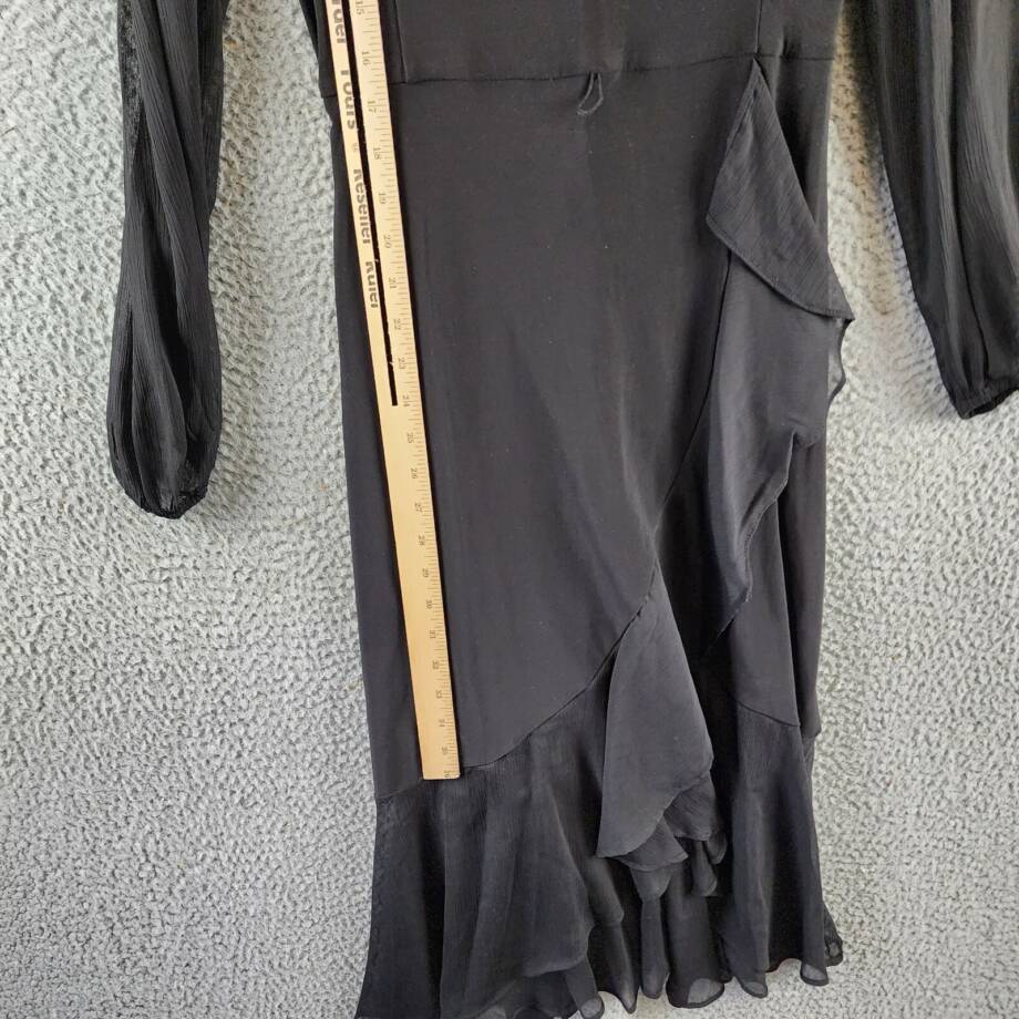 Tommy Hilfiger Jersey Stretch Chiffon Long Sleeve Dress Women's 8 Black Back Zip