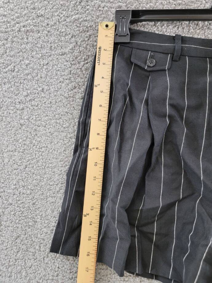Lauren Ralph Lauren Pinstripe Linen Pleated Shorts Women's 8 Black Zip Fly