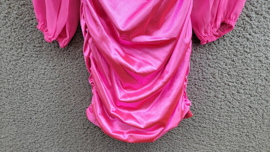 With Jules Long-Sleeve Ruched Dress Girls' XL Bright Pink Straight Neck Pullover