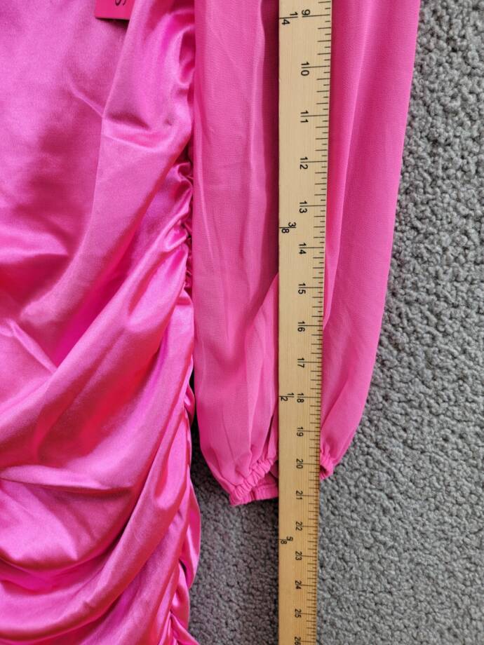 With Jules Long-Sleeve Ruched Dress Girls' XL Bright Pink Straight Neck Pullover
