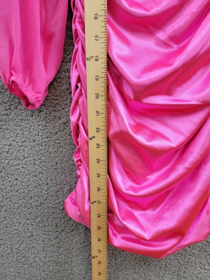 With Jules Long-Sleeve Ruched Dress Girls' XL Bright Pink Straight Neck Pullover