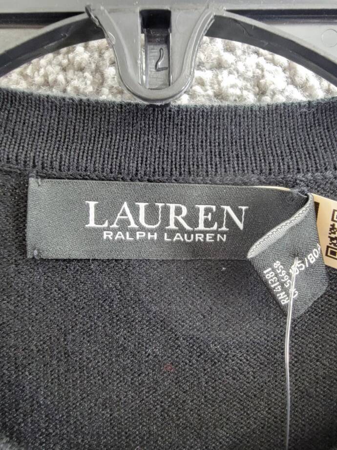 Lauren Ralph Lauren Petite Geo-Print Cardigan Women PXS Black Multi Button Front