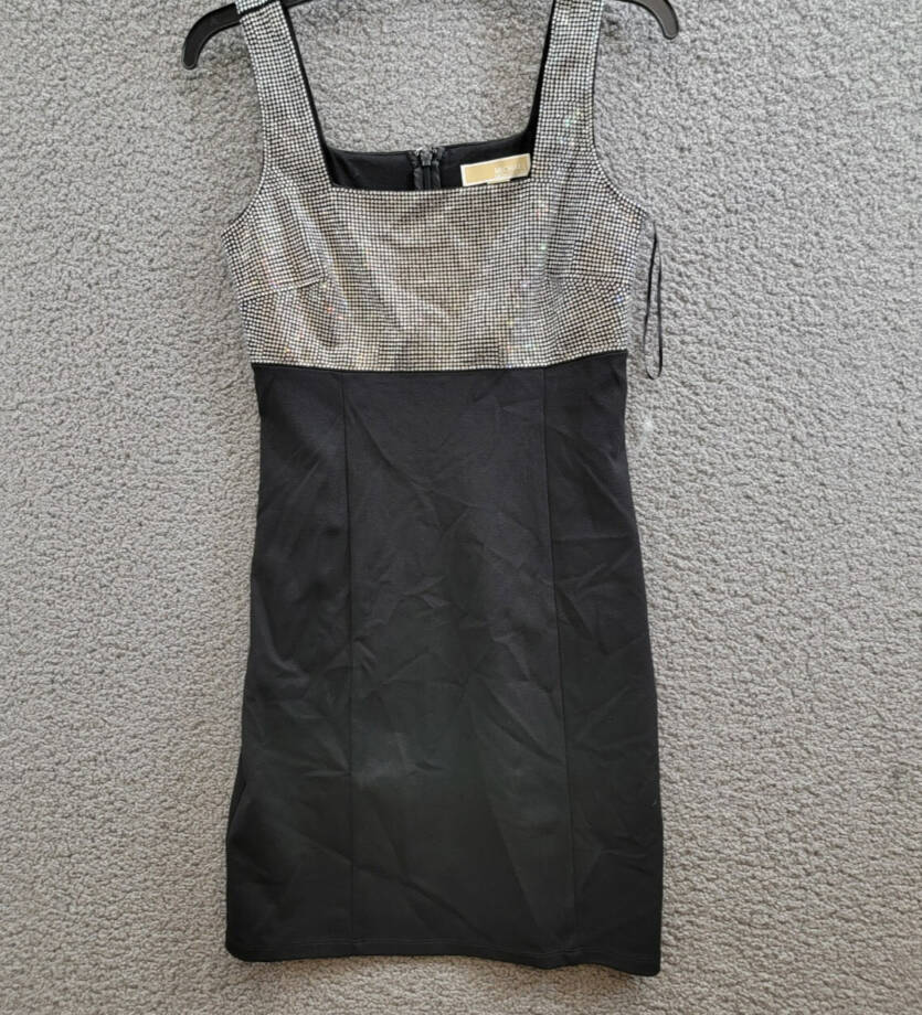 MICHAEL Michael Kors Square-Neck Embellished Sleeveless Mini Dress Women's XS