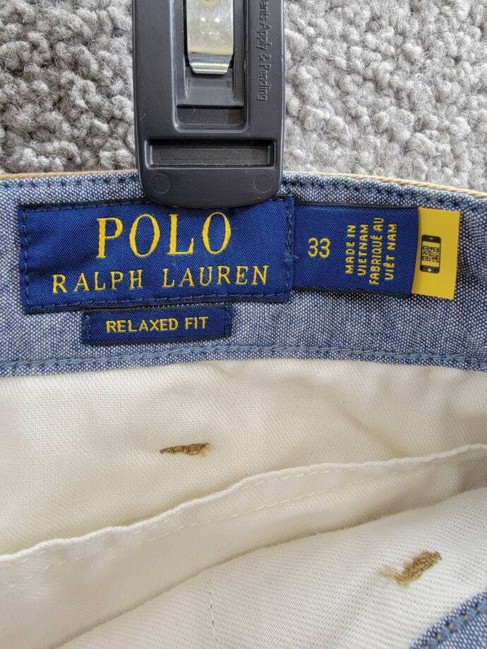 Polo Ralph Lauren 8-Inch Relaxed Fit Chino Shorts Men's 33 Sandsurf Button Zip