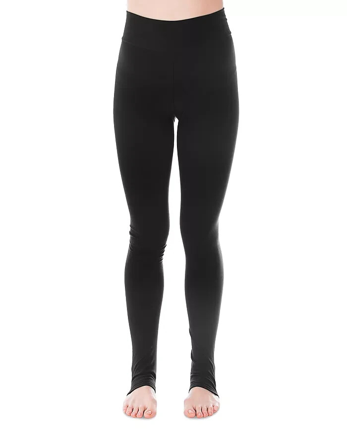 Plush Fleece Lined Matte Stirrup Leggings Women's XS Black Non-Binding Waistband