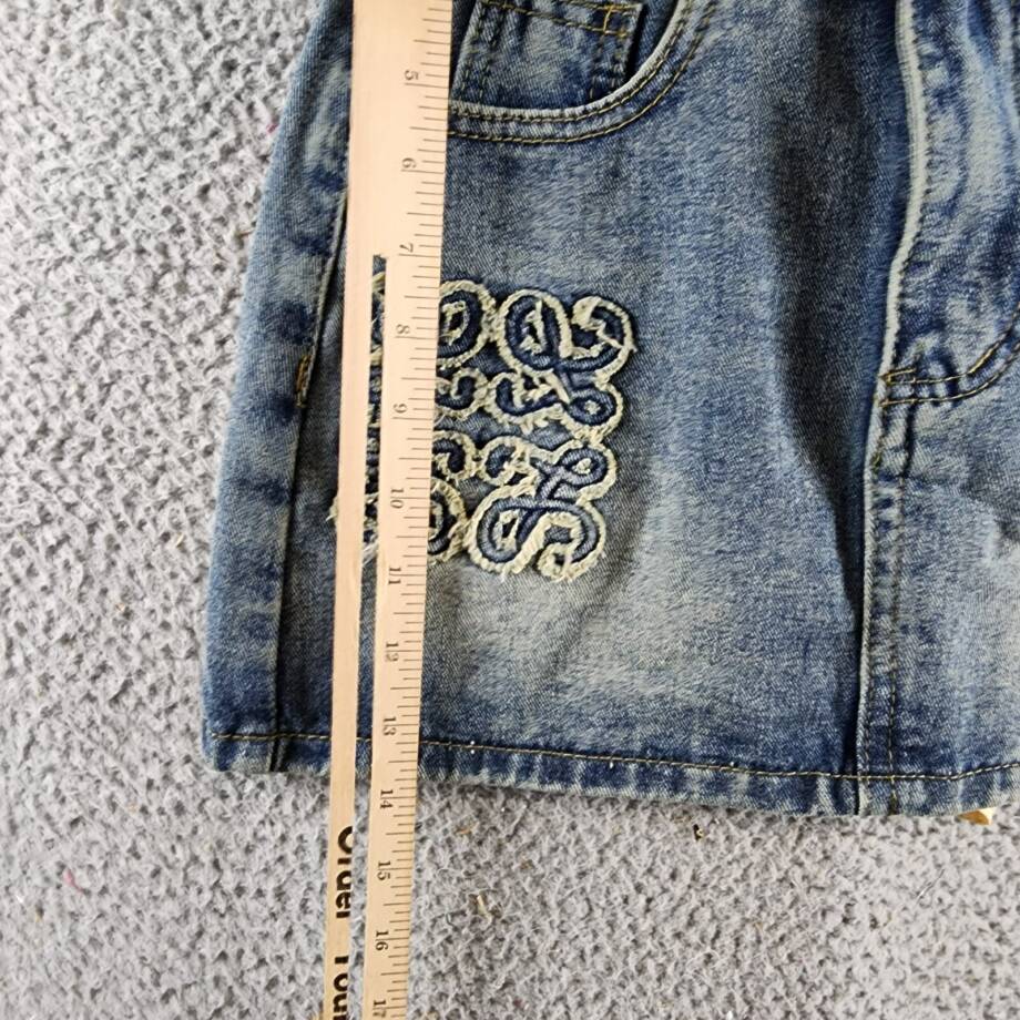 Madonna & Co Denim Mini Skirt Womens S Light Wash Embroidered Button Zip Closure