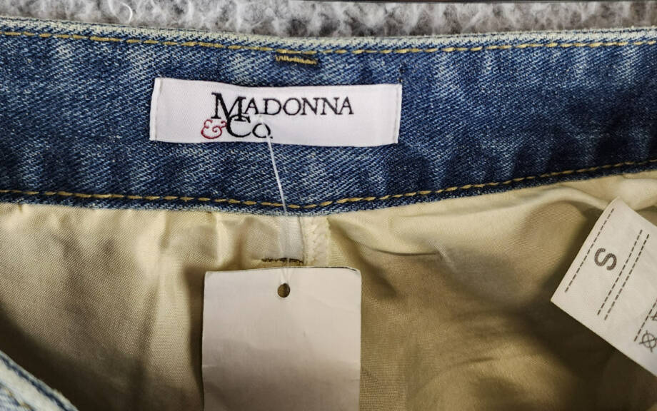 Madonna & Co Denim Mini Skirt Womens S Light Wash Embroidered Button Zip Closure