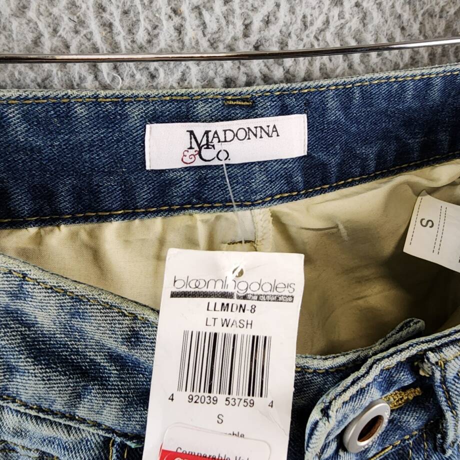 Madonna & Co Denim Mini Skirt Womens S Light Wash Embroidered Button Zip Closure