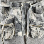 Madonna & Co. Cargo Denim Mini Skirt Women's L Gray Acid Wash Button Zip Closure