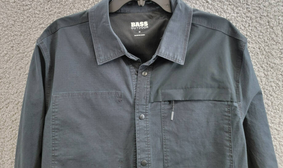 BASS OUTDOOR Ripstop Utility Shacket Men's M Black Beauty Snap Front Long Sleeve
