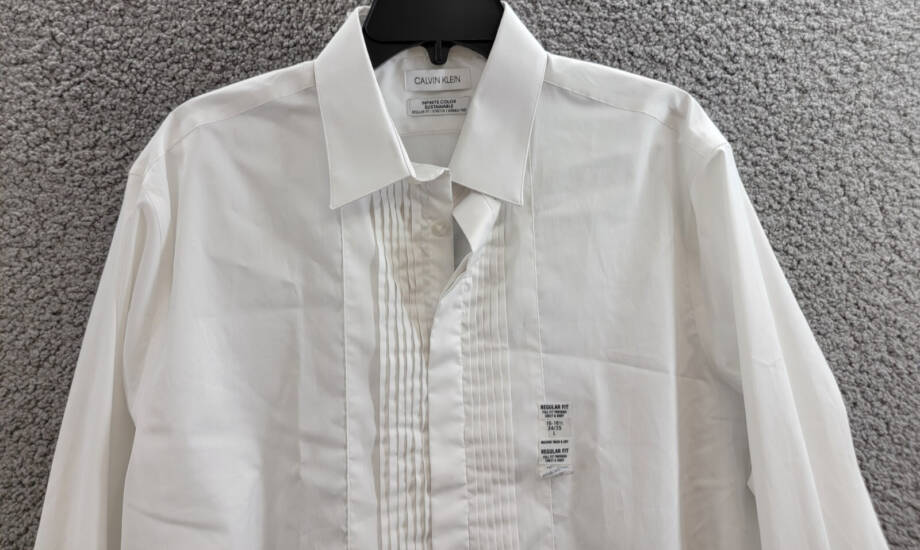 Calvin Klein Infinite Color Regular Fit Dress Shirt Men's L 34/35 16-16.5 White