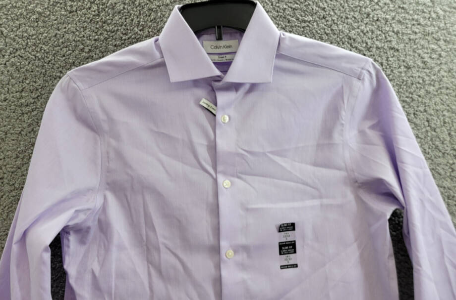 Calvin Klein Steel + Slim Fit Modern Pin Cord Dress Shirt Men's 14.5 32/33 Lilac