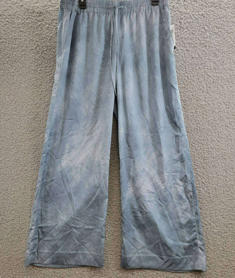 Lauren Ralph Lauren Petite Printed Charmeuse Wide-Leg Pants Womens PL Blue Multi