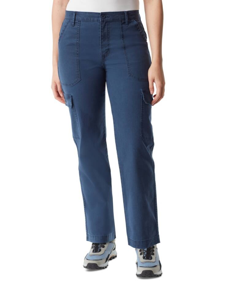 Bass Outdoor High-Rise Canvas Cargo Pants Women's 4 Navy Blazer Straight Leg