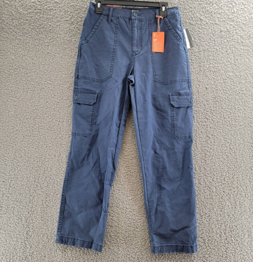 Bass Outdoor High-Rise Canvas Cargo Pants Women's 4 Navy Blazer Straight Leg