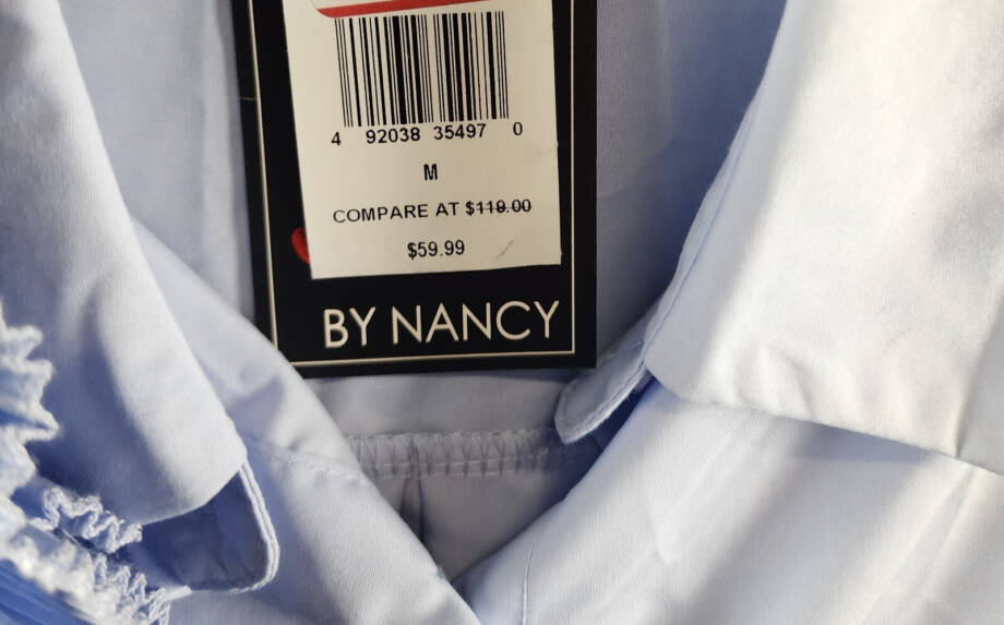 By Nancy Accordion Flower Shirt Women's M Blue Front Button Closure Long Sleeves