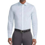 Calvin Klein Steel + Regular Fit Stretch Dress Shirt Men's 17.5 34-35 Blue L/S